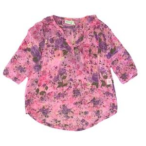 Dream‎ Out Loud Selena Gomez Top Juniors L Pink Floral High Low Boho Y2K NEW